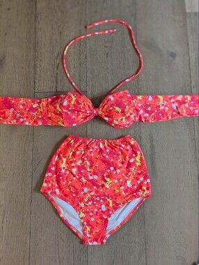Bikini boo Neon Paint Splatter Bow Bikini